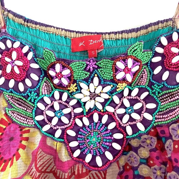 K Derhy Embroidered Floral Boho Cotton Dress - Picture 6 of 13